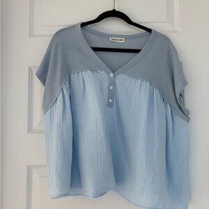 Velvet Heart Light Blue V-Neck Blouse